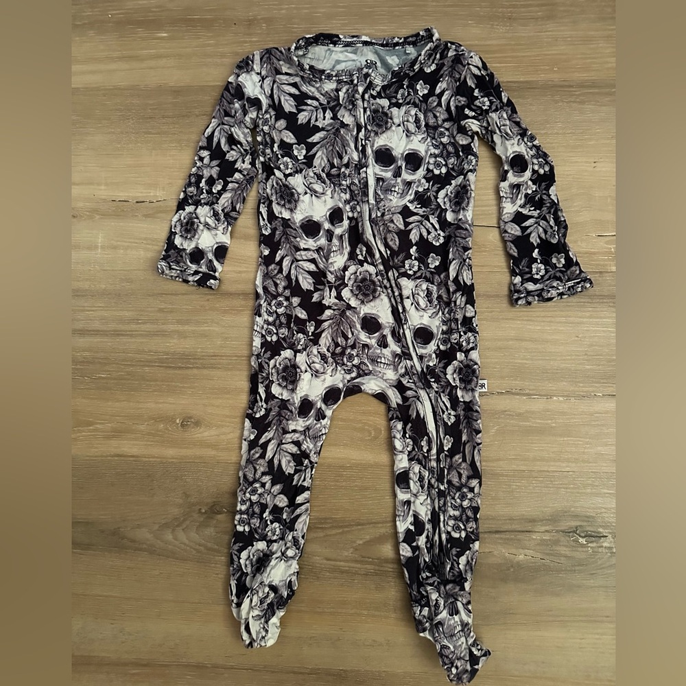 Bums and Roses Floral Skull Print Kids One Piece